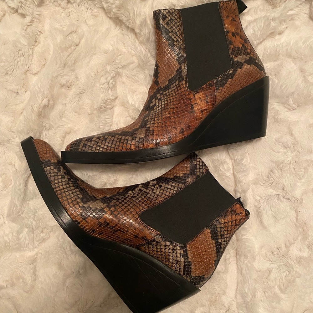 Acne Studios Snake Skin Wedge Bootie Heel
